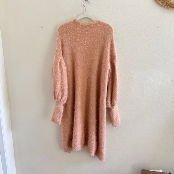 Womens Vagabond Pink Fuzzy Maxi Cardigan S - Picture 4 of 7